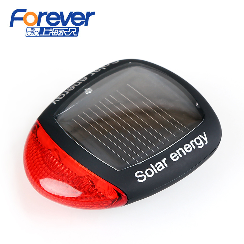 自行车尾灯 太阳能尾灯山地车夜骑警示灯 爆闪无需充电 单车配件