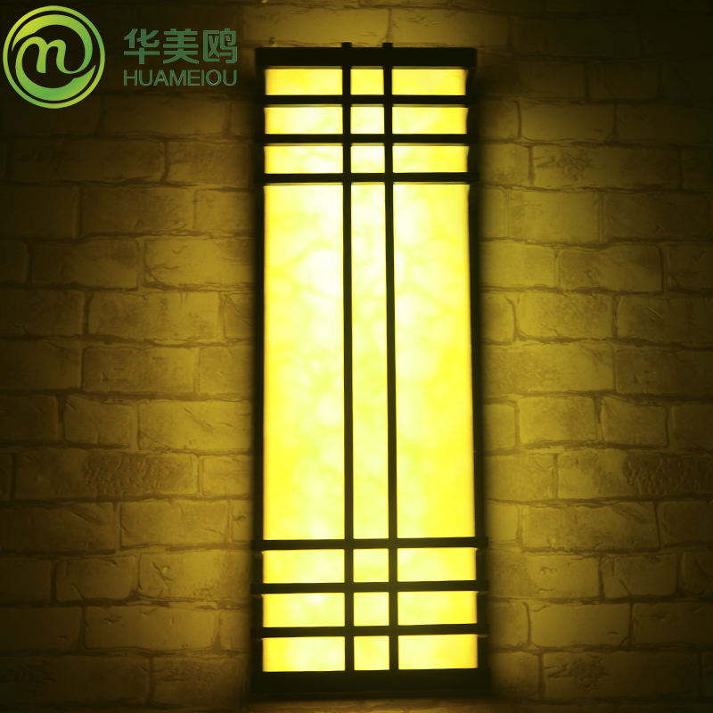 包邮全套室外中式LED墙壁灯不锈钢防水防锈仿云石壁灯户外壁灯