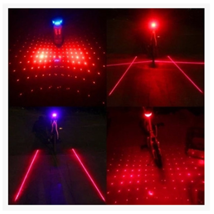 山地自行车灯激光LED警示尾灯死飞装备配件高亮防水平行线满天星