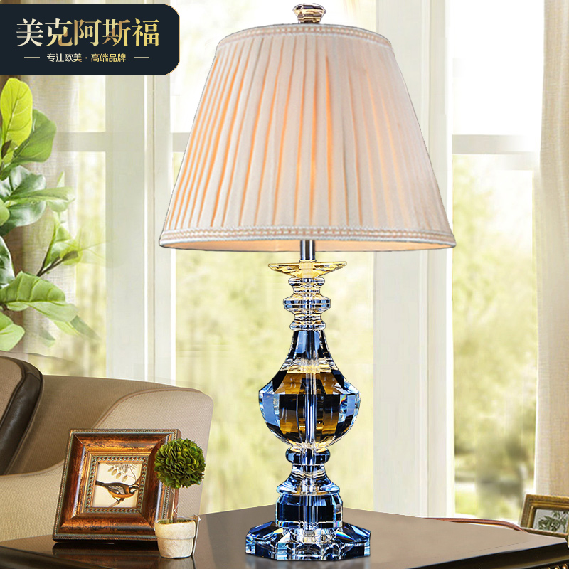奢华简约现代美式装饰欧式水晶台灯卧室床头灯具客房客厅台灯