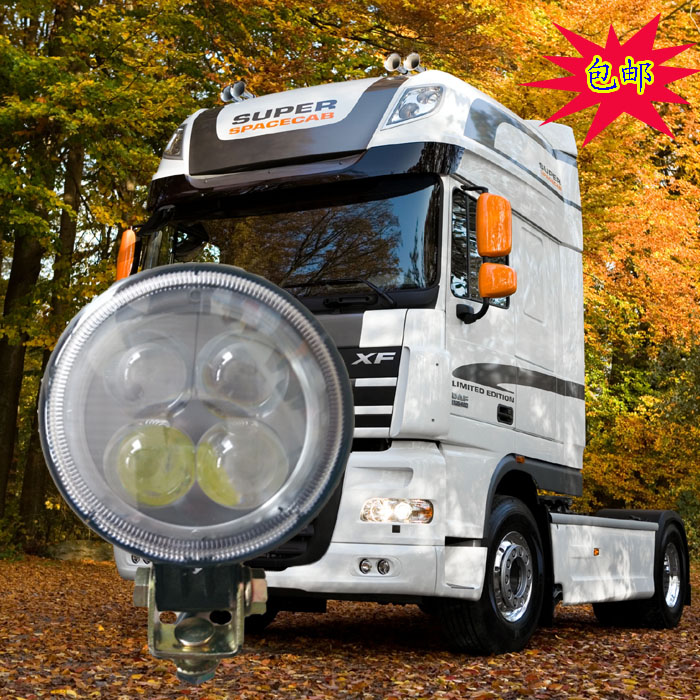 货车12v24vLED3寸圆灯汽车透镜射灯改装腰灯倒车灯侧灯后视边灯