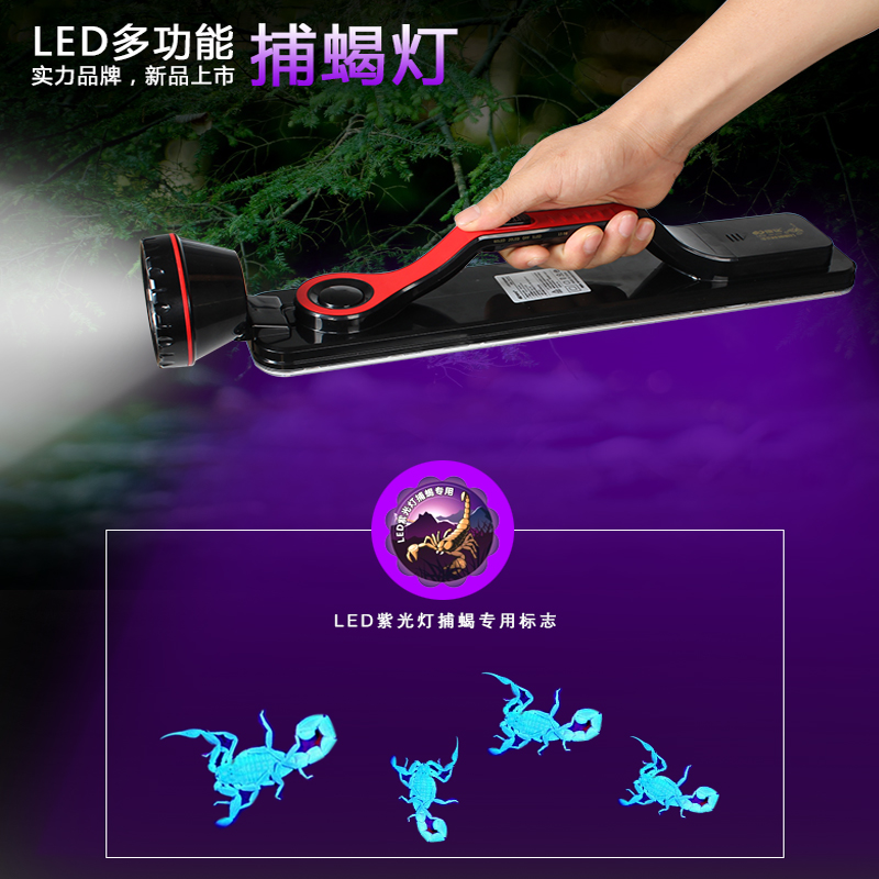 康铭锂电池强光LED 蝎子灯 逮捉抓蝎子灯 捕蝎子灯紫光验钞灯充电