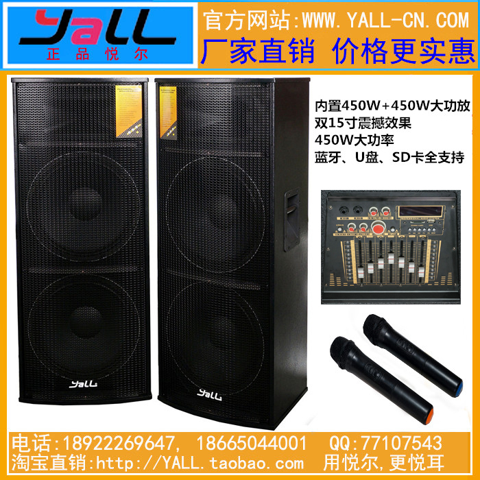 yall 双15寸带功放有源音箱 广场户外舞台会议演出全频音响 3515