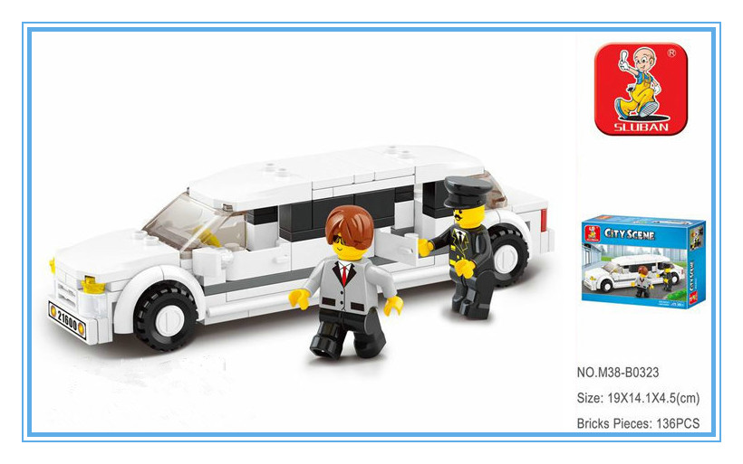 小鲁班拼装拼插乐高式塑料积木儿童玩具汽车 林肯加长房车/礼宾车