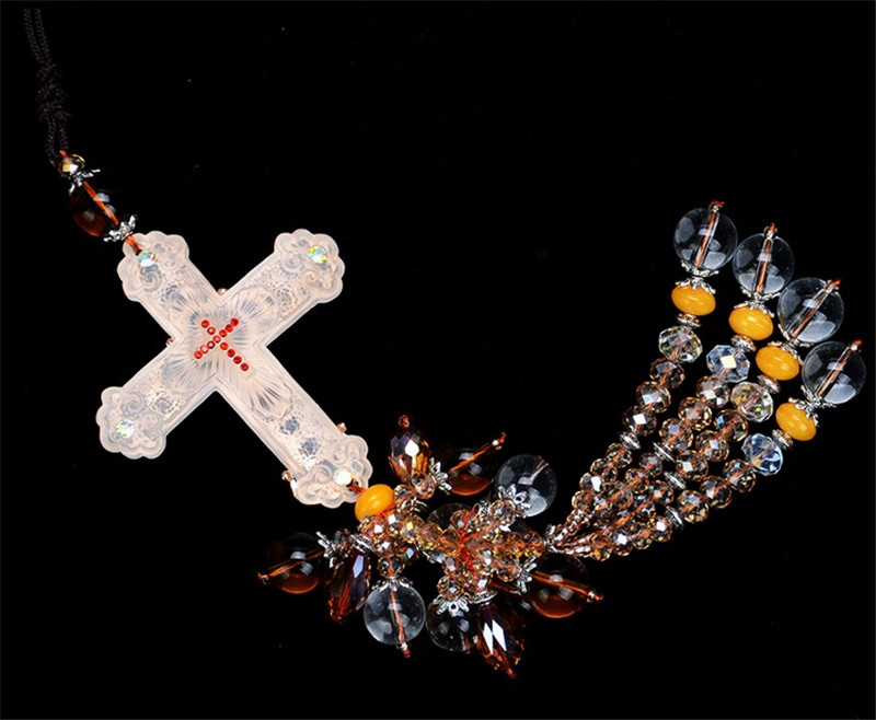 包邮基督教汽车用品十字架挂件耶稣琉璃车饰主赐平安水晶车挂吊坠