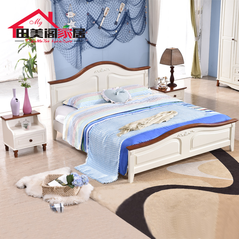 地中海风格床实木床美式乡村床男孩女孩田园公主床婚床卧室家具