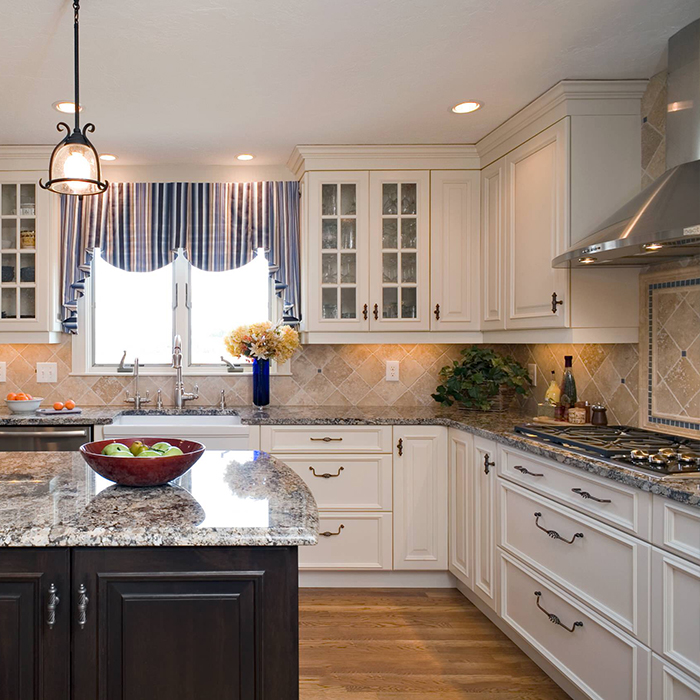 武汉全屋实木整体橱柜定做美式乡村白色厨房厨柜定制石英石台面