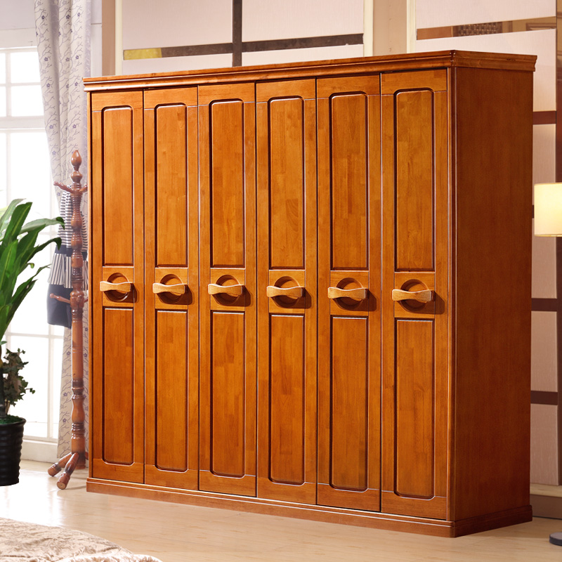 衣柜实木橡木推拉门简约现代中式3 4 5 6门