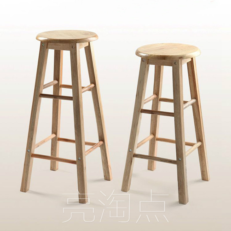 吧台椅高脚椅酒吧凳吧凳橡木梯凳 柜台凳高脚吧凳 实木凳子酒吧椅
