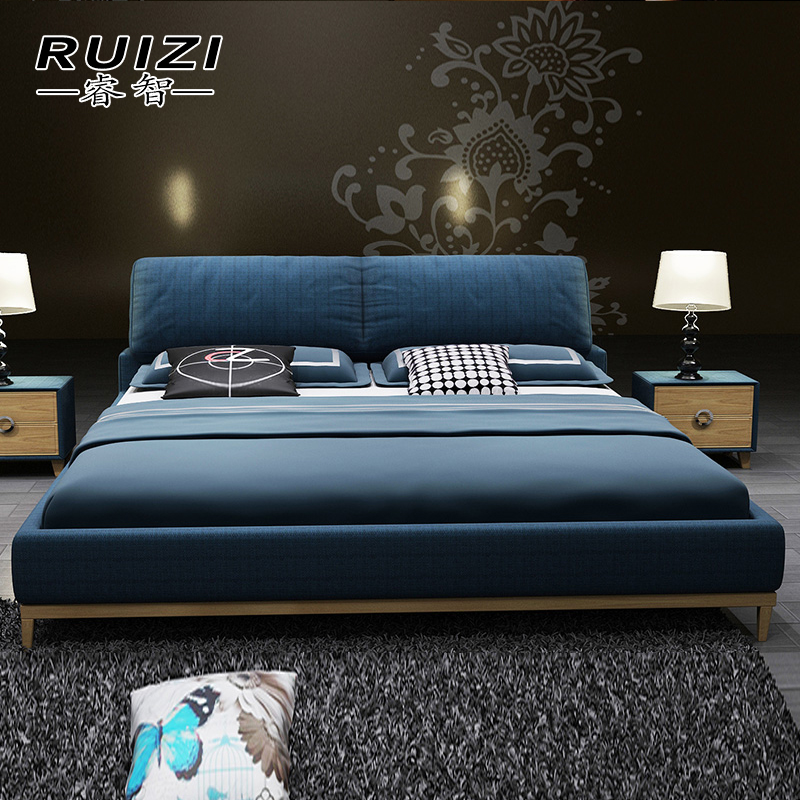 布床可拆洗 北欧布艺床简约现代风格 小户型1.8米双人结婚软床