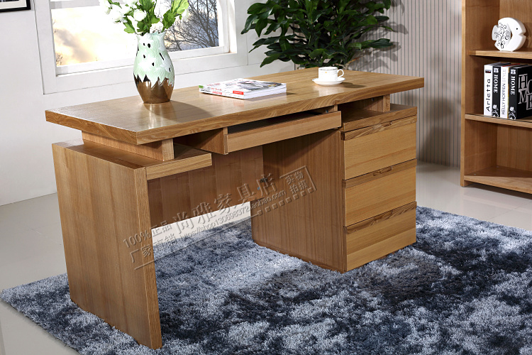 水曲柳全实木写字台简约现代电脑桌书桌台式家用办公桌厂家直销