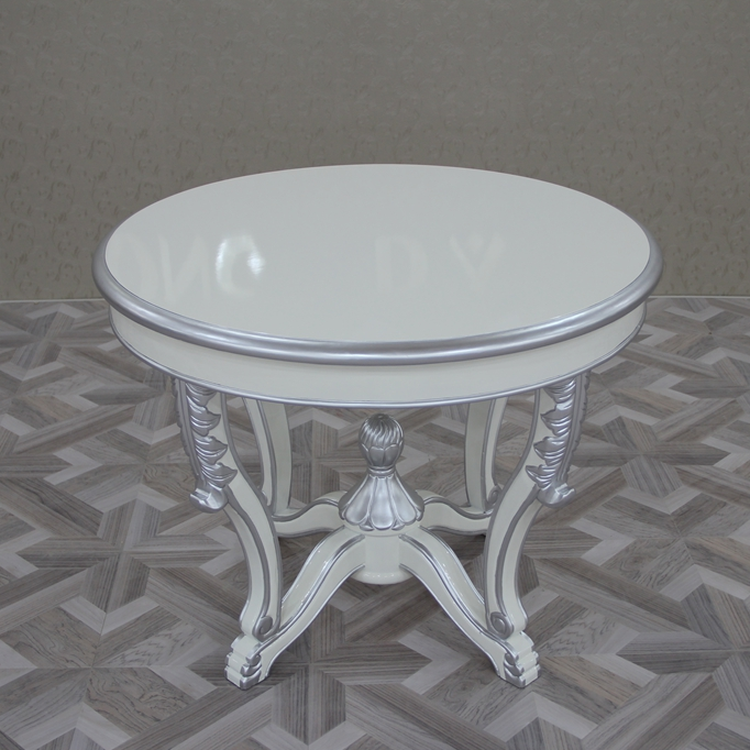 欧式餐桌黑白色实木圆桌新古典饭桌6人位餐桌椅组合实木餐桌家具