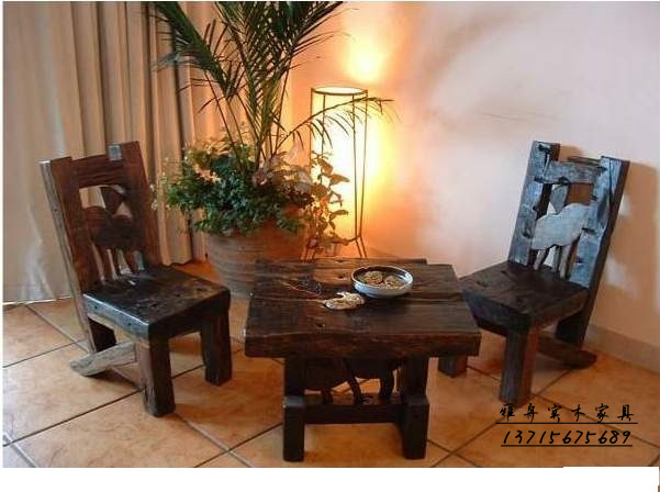 老船木中式实木家具简约现代茶几户外阳台个性jrs视频直播_JRS体育直播_jrs直播是什么意思精品茶桌椅组合
