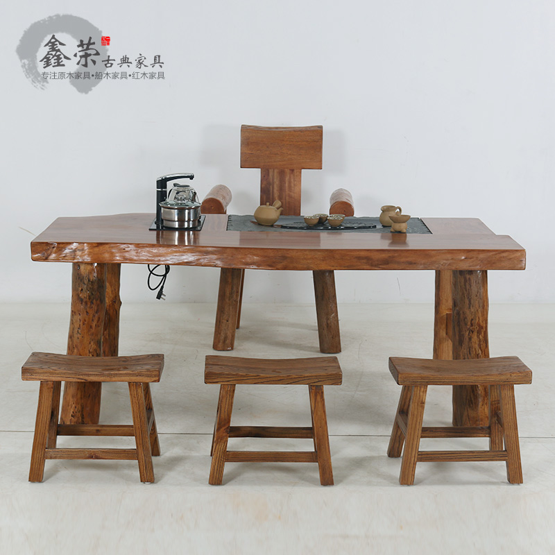 原木家具个性樟木茶桌仿古实木茶台简约中式茶几田园户外桌椅组合