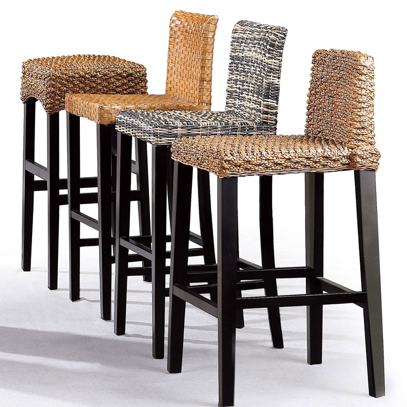 真藤编休闲酒吧椅子藤椅藤艺吧台椅 海草藤条吧凳酒吧台凳高脚凳H