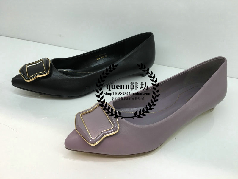 KISS CAT接吻猫2016秋款专柜正品羊皮低跟浅口女单鞋KA76526-11