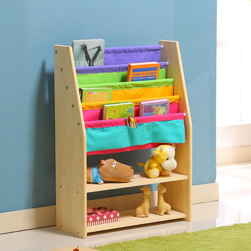 儿童书报架杂志架实木绘本架简易书架书柜幼儿园置物架宜家卡通