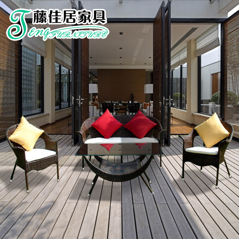 户外沙发藤椅阳台客厅桌椅休闲双人茶几组合 简约环保餐厅藤家具