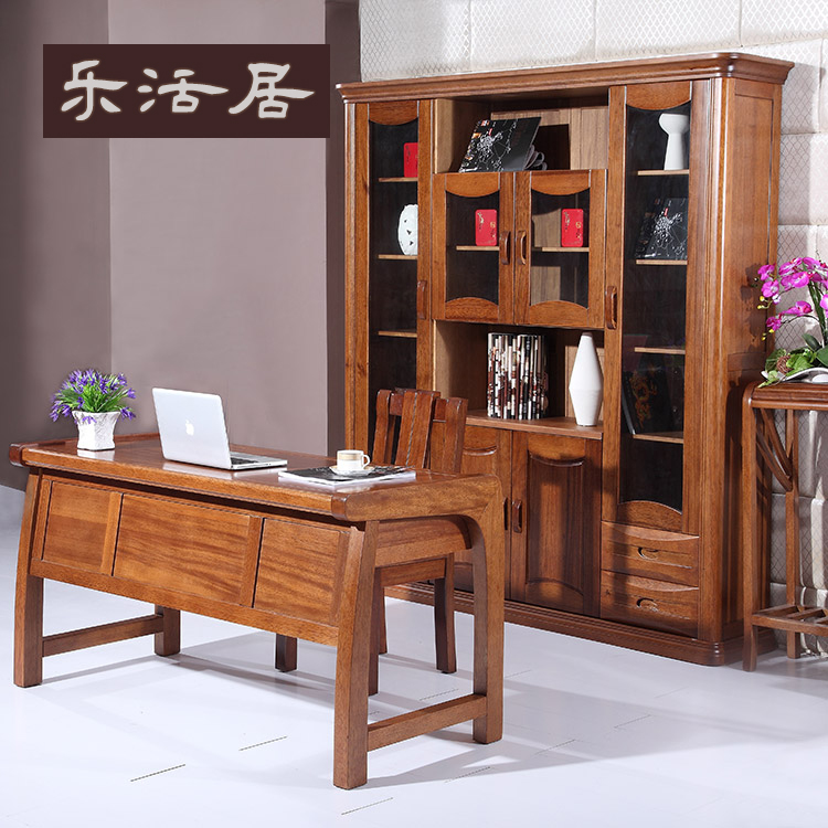 全实木书柜橱四门黑纯胡桃酒柜书桌写字台家具储物PK榆木橡木柚木