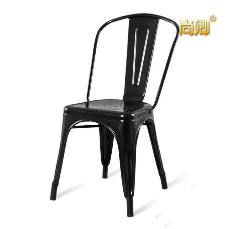 美式新款原木金属复古餐椅简约休闲家用高靠背椅子铁艺时尚椅8263