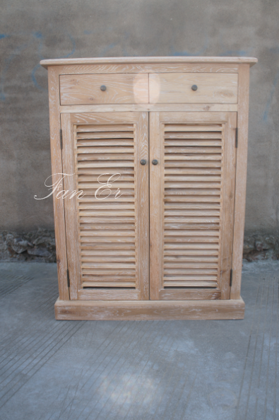 出口欧式鞋柜外贸原单橡木实木百叶鞋柜