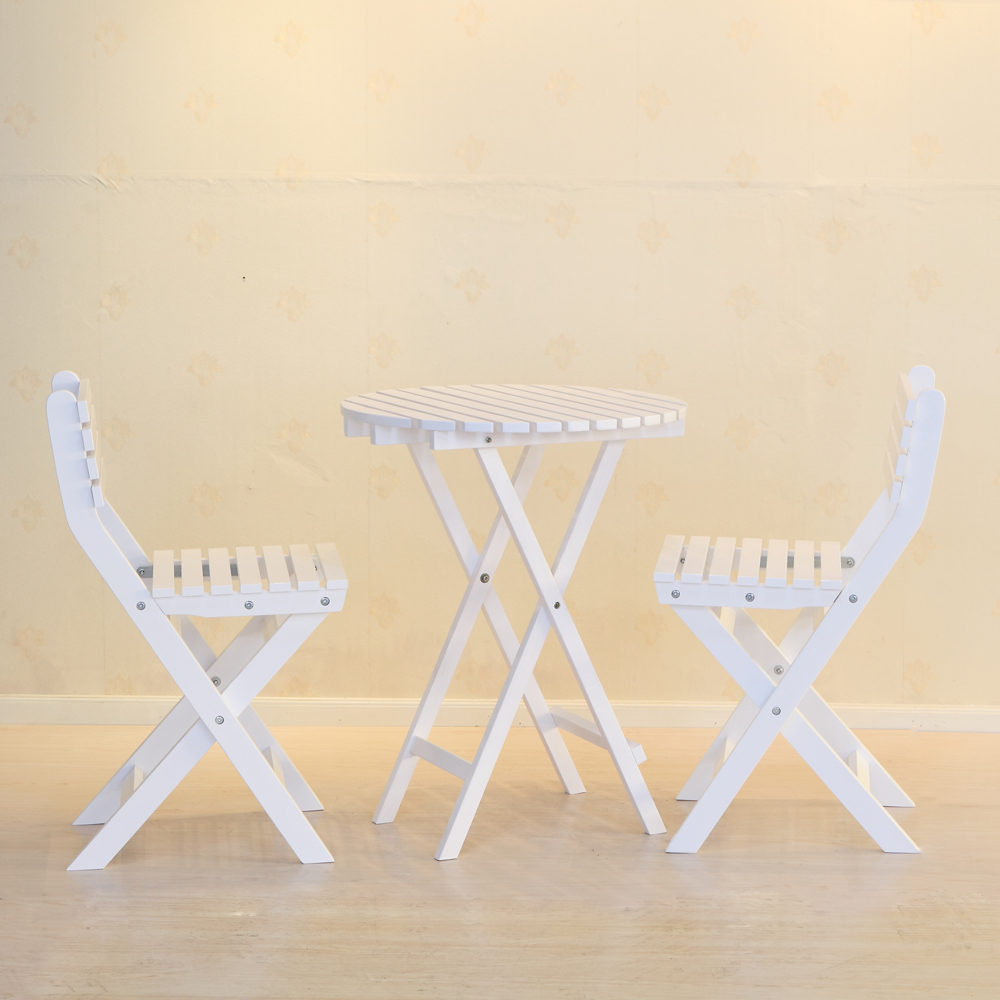 户外白色折叠便携一桌两椅实木餐桌餐椅简约时尚阳台桌椅休闲椅子