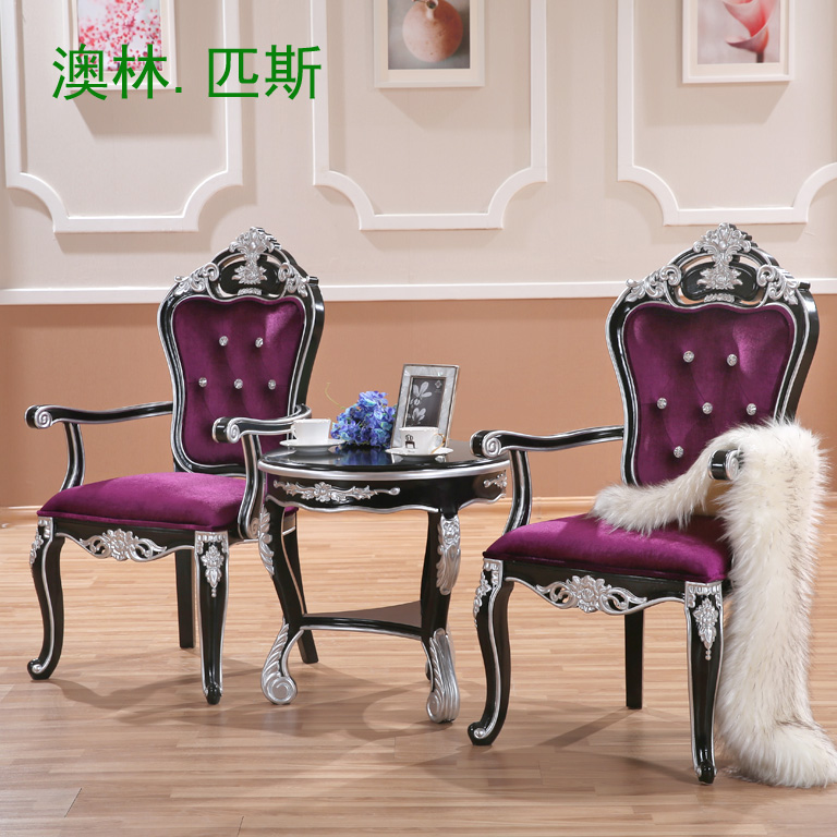 澳林匹斯  欧式椅子 布艺洽谈椅新古典餐椅售楼部接待椅实木家具