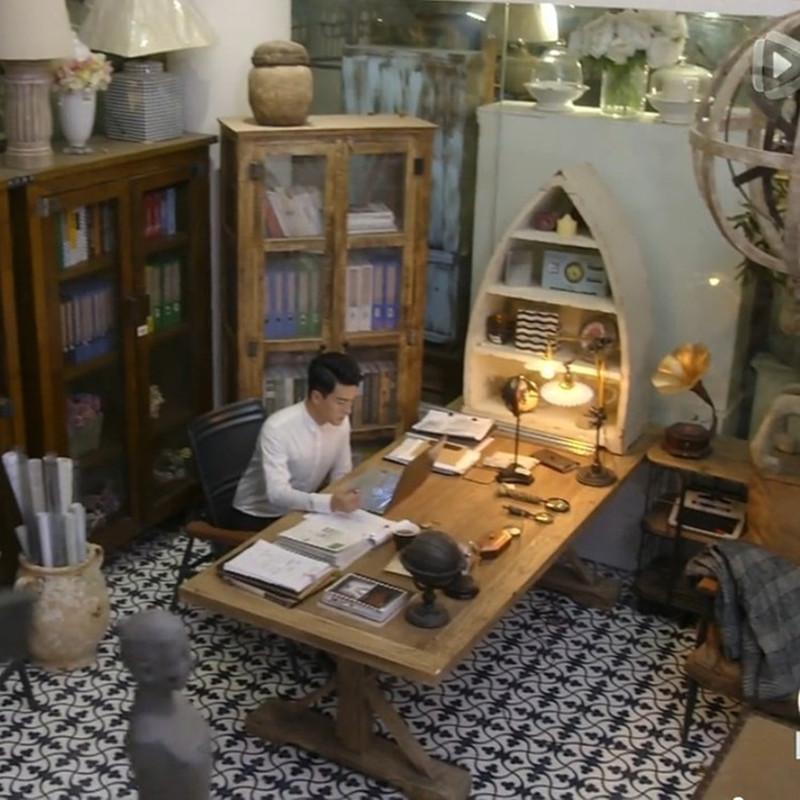 美式复古全实木会议桌长桌子工作台条形大办公桌仿古电脑桌长条桌