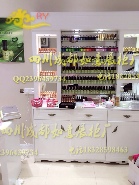 高档展柜化妆品店货架美甲店产品陈列柜烤漆精品展示柜玻璃货柜架