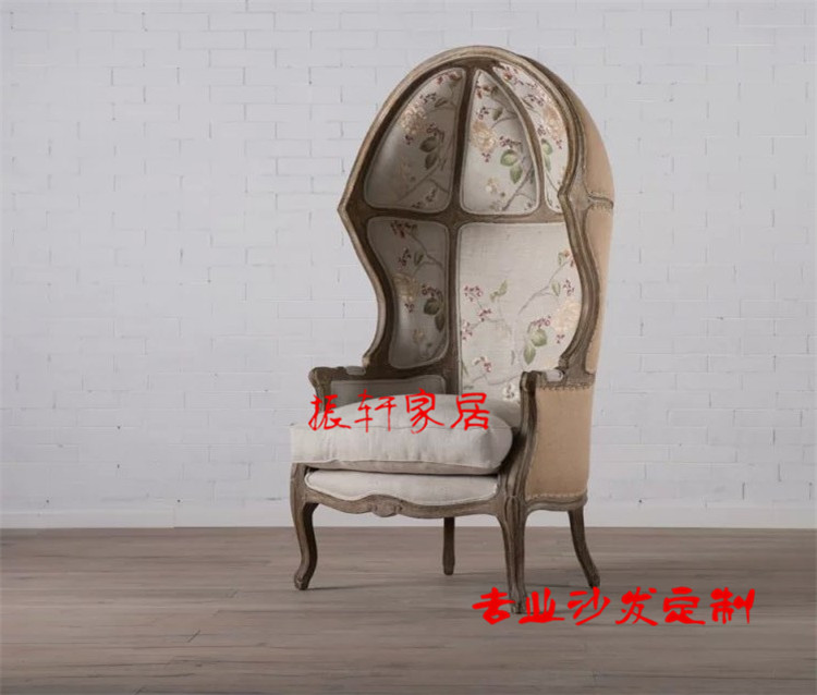 外贸出口单人沙发椅欧洲原单法式美式乡村实木家具做旧复古休闲椅