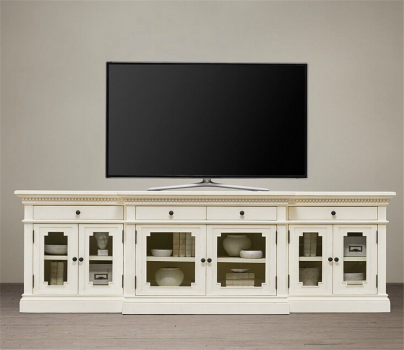 现代中式复古实木电视柜 田园时尚客厅实木电视柜储物柜实木家具