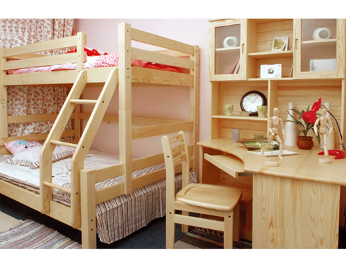 松木上下床 可拆分  转角学习桌