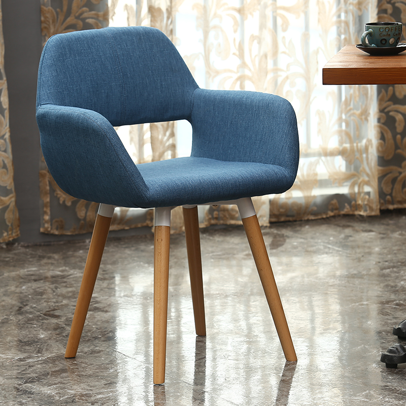 时尚简约布艺餐椅酒店咖啡厅椅子宜家休闲会议洽谈镂空实木书桌椅
