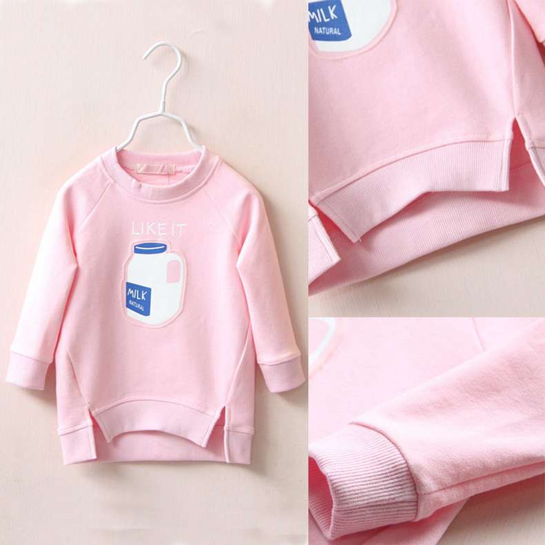 2016童装女童长袖T恤3岁宝宝中长款纯棉4卫衣春装新款儿童打底衫