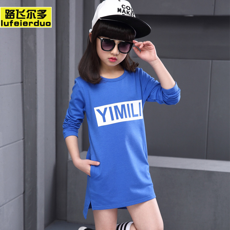 6小女孩7中长款8岁长袖9修身卫衣裙10童装女童薄款13春装打底衫潮