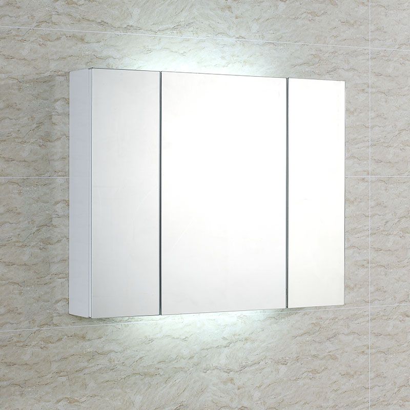 新款白色太空铝合金带灯镜柜卫生间浴室漱洗镜子柜储物柜镜箱吊柜