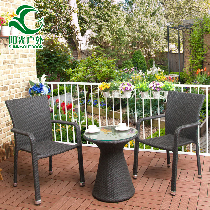 新品阳光户外桌椅三件套组合 室外阳台露台庭院藤椅小茶几套件