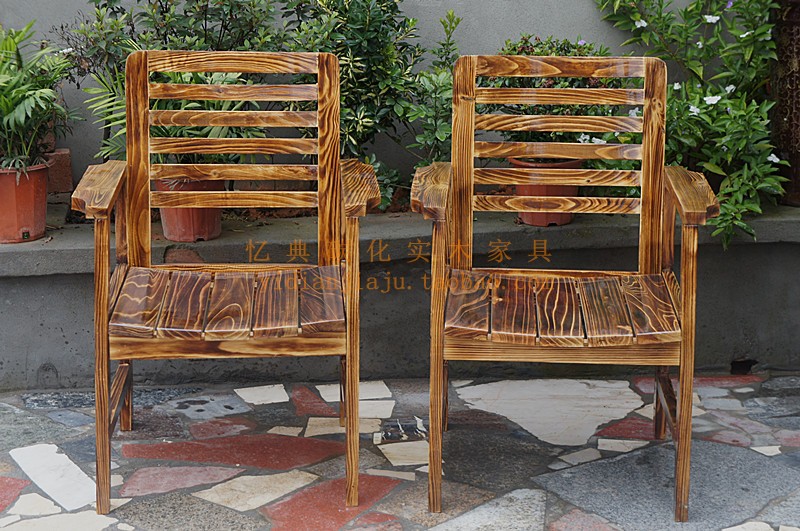 特价 实木餐椅 户外桌椅 休闲桌椅 户外桌椅 扶手椅 碳化桌椅