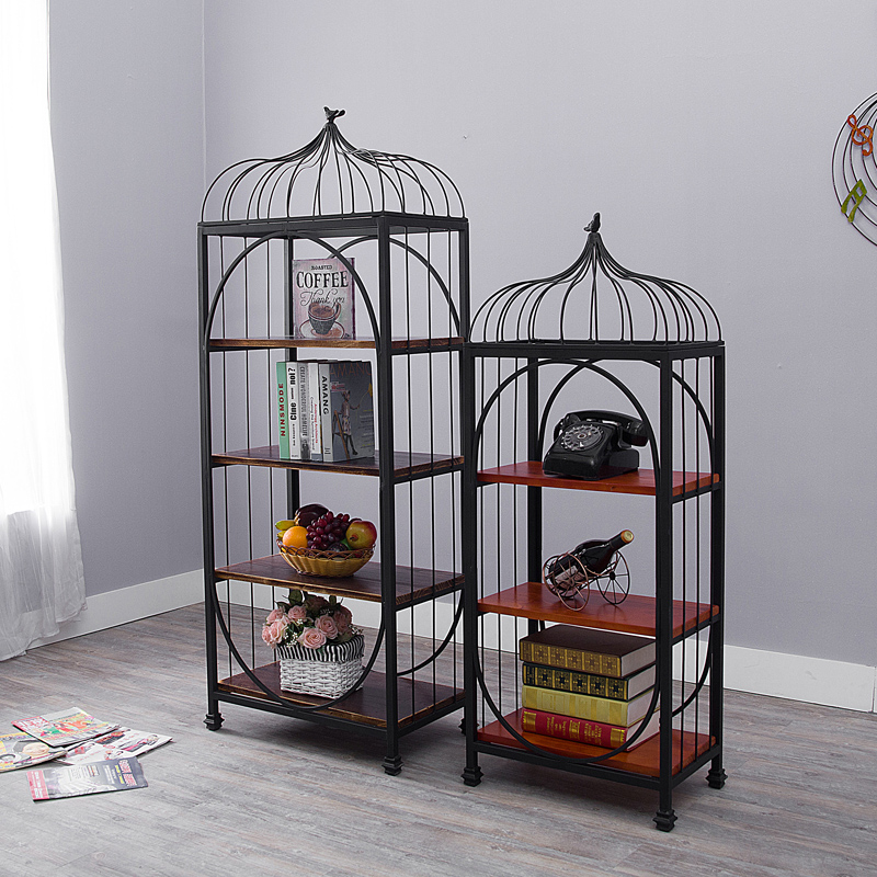 美式铁艺置物架jrs视频直播_JRS体育直播_jrs直播是什么意思书架书柜实木搁板架装饰架鸟笼层架展示架边架