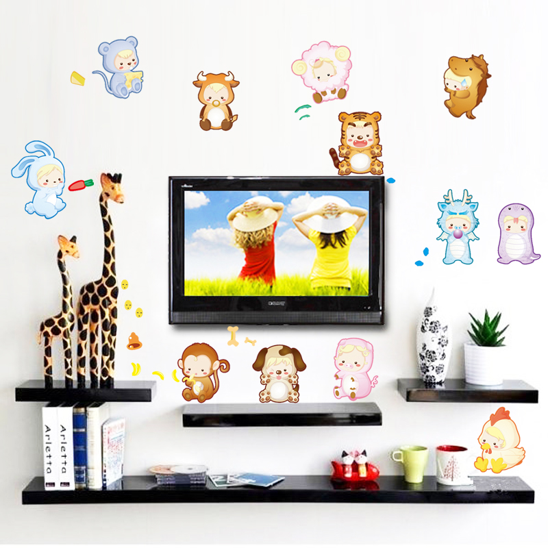 十二生肖墙贴纸 jrs视频直播_JRS体育直播_jrs直播是什么意思家居卡通儿童房间衣柜玻璃瓷砖贴纸笔记本贴
