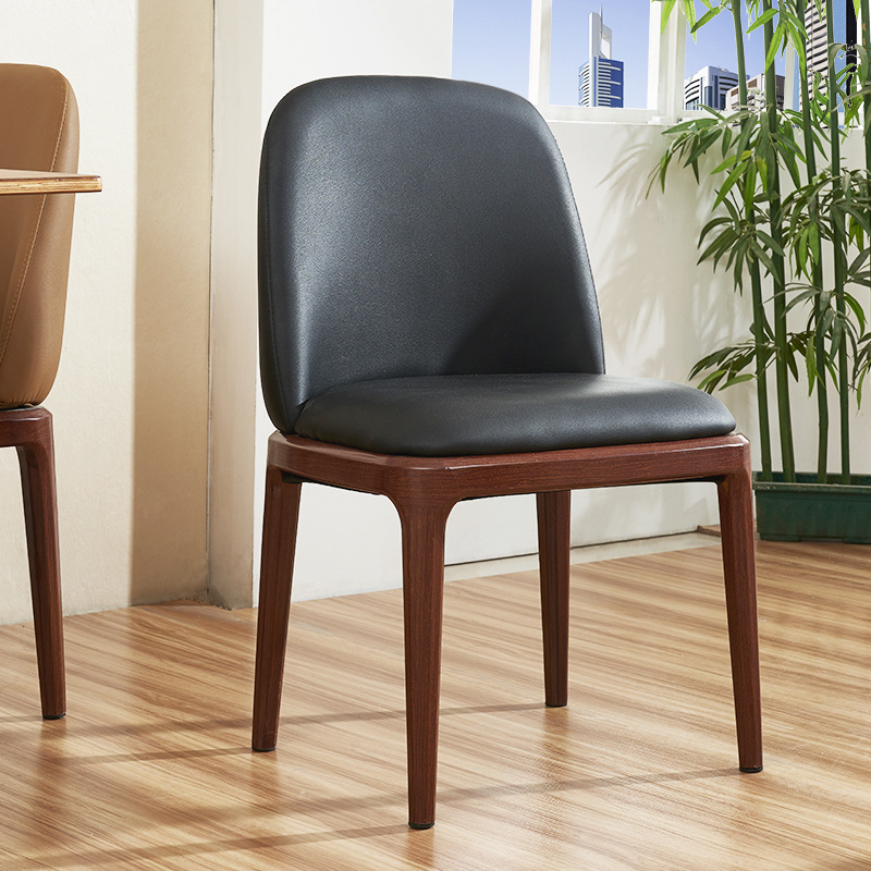 北欧式实木餐椅时尚休闲皮椅酒店会所咖啡馆椅简约现代布艺座椅子
