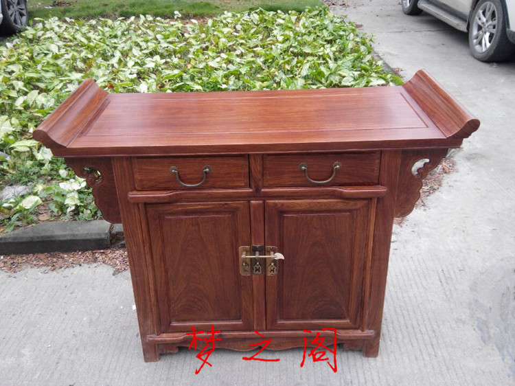 红木二联柜花梨木翘头柜实木家具乔台神台中式古典供桌餐边柜子L