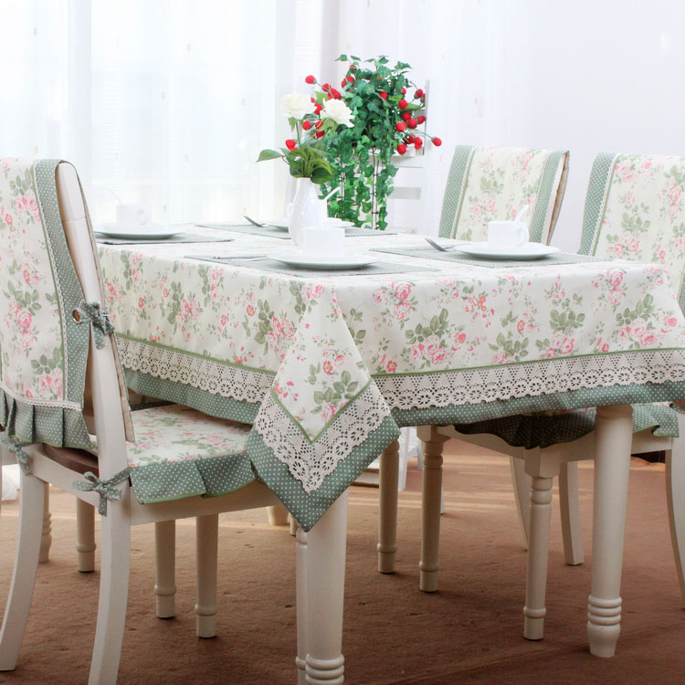 奥斯汀田园棉麻绿色餐桌桌布布艺坐垫椅垫小清新碎花茶几布餐布