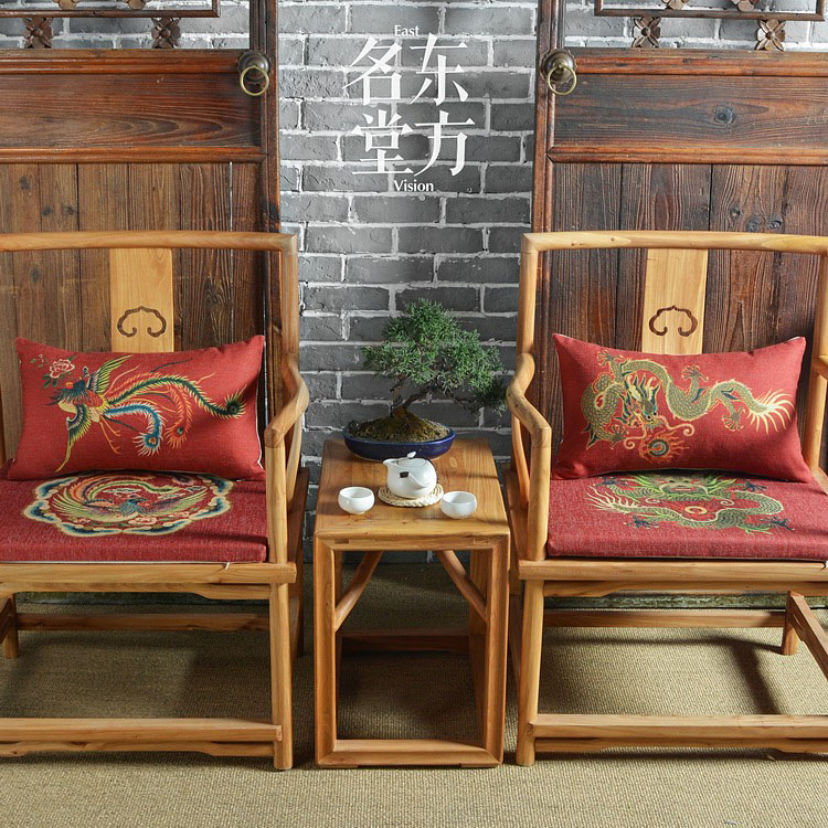 现代中式喜庆棉麻茶楼茶室椅垫餐椅垫太师椅垫餐桌椅子仿古椅坐垫