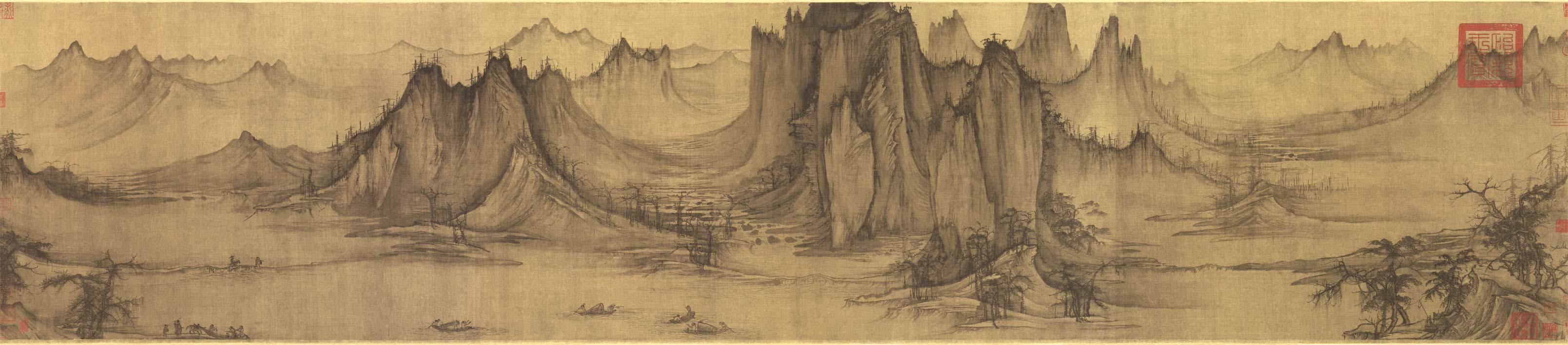 仿真名画 仿古字画 国画  装饰画   宋 徐道宁 渔舟唱晚图