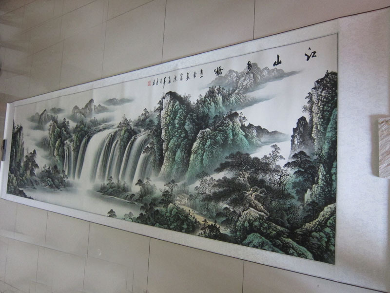 国画字画 山水画 大幅丈二 会议室饭店宾馆大厅 江山多娇 已装裱