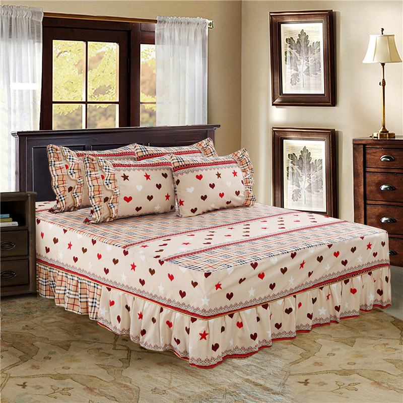 纯棉夹棉单件床罩床裙式加厚保护套1.5米1.8m双人2.0全棉床套床群