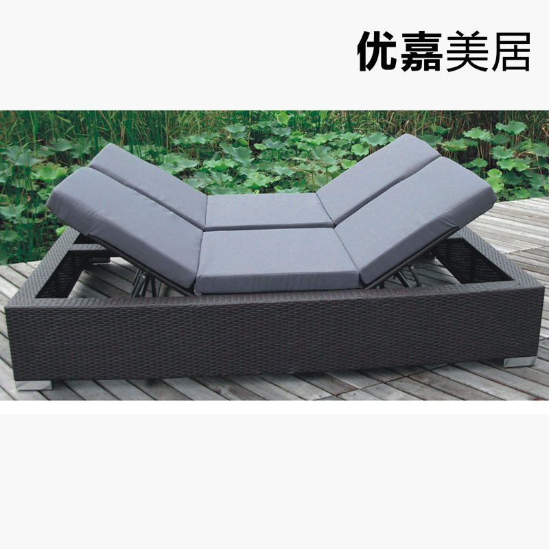 优嘉美居/藤椅阳台桌椅双人躺床躺椅三件套户外家具休闲YHA094