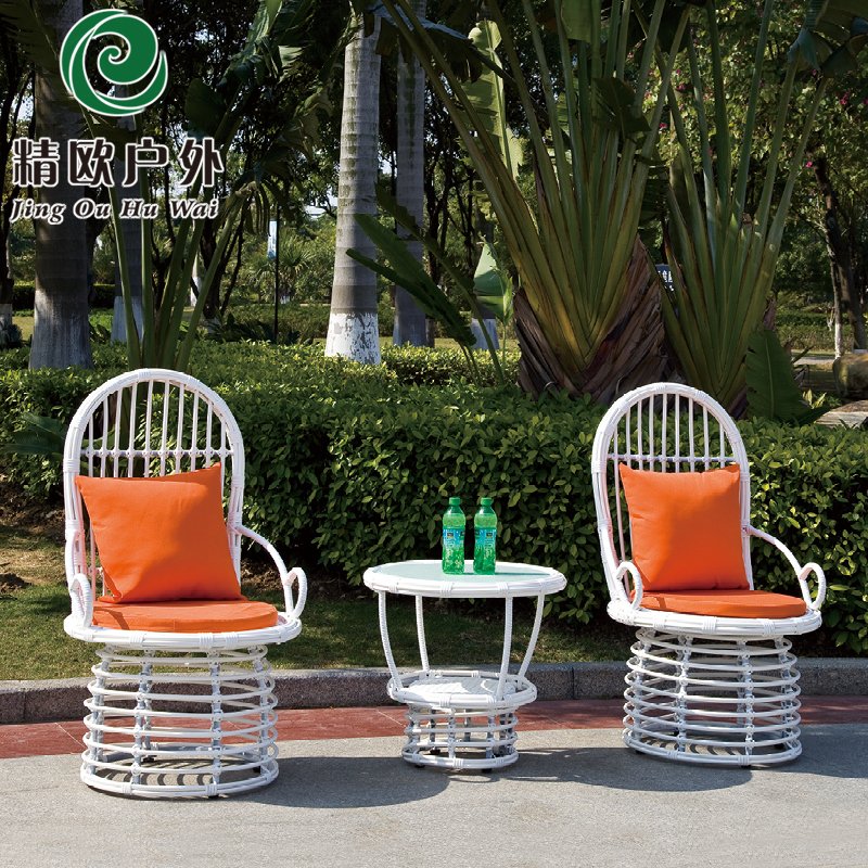 精欧户外 阳台休闲编藤圆桌椅三件套 jrs视频直播_JRS体育直播_jrs直播是什么意思客厅双人藤椅小茶几家具