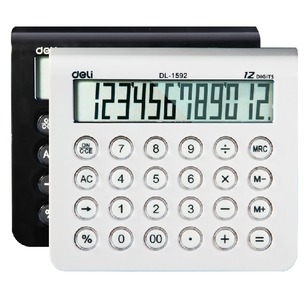 得力1592计算器 白色 时尚桌面型计算器 琥珀按键超薄计算机